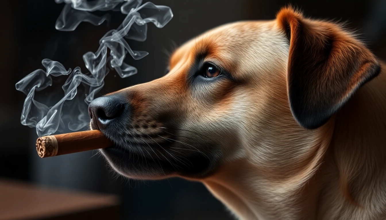 Dog smoking a cigar